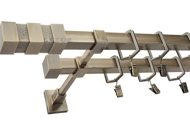 Karnisz NEPTUN Stare Złoto, Podwójny 20 + 20 mm KWADRO - 180 cm