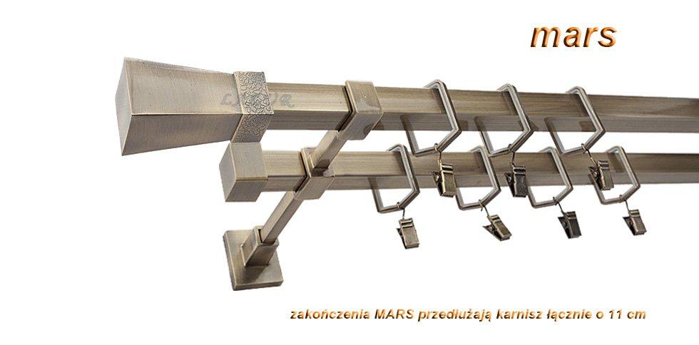 Karnisz MARS Stare Złoto, Podwójny 20 + 20 mm KWADRO - 480 cm - obrazek 3