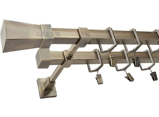 Karnisz MARS Stare Złoto, Podwójny 20 + 20 mm KWADRO - 480 cm