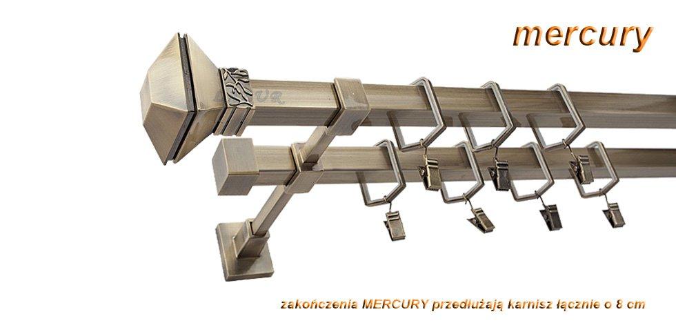 Karnisz MERCURY Stare Złoto, Podwójny 20 + 20 mm KWADRO - 160 cm - obrazek 3
