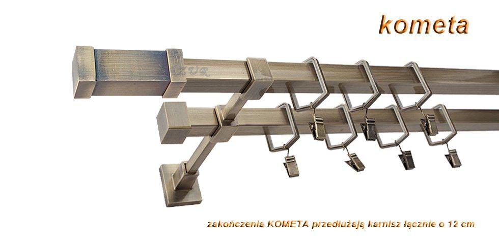 Karnisz KOMETA Stare Złoto, Podwójny 20 + 20 mm KWADRO - 360 cm - obrazek 3