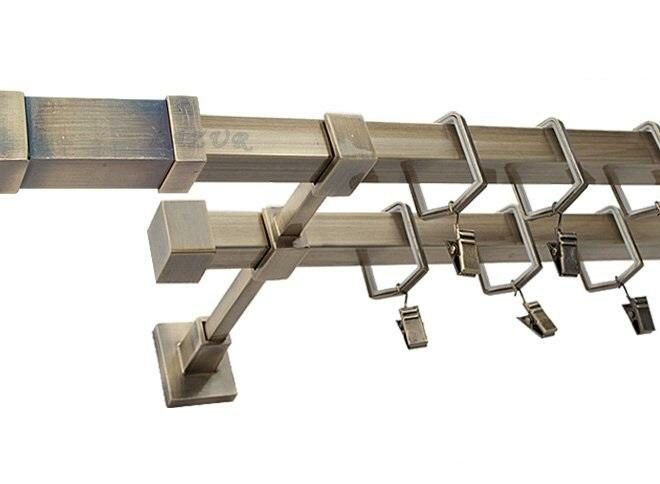 Karnisz KOMETA Stare Złoto, Podwójny 20 + 20 mm KWADRO - 180 cm