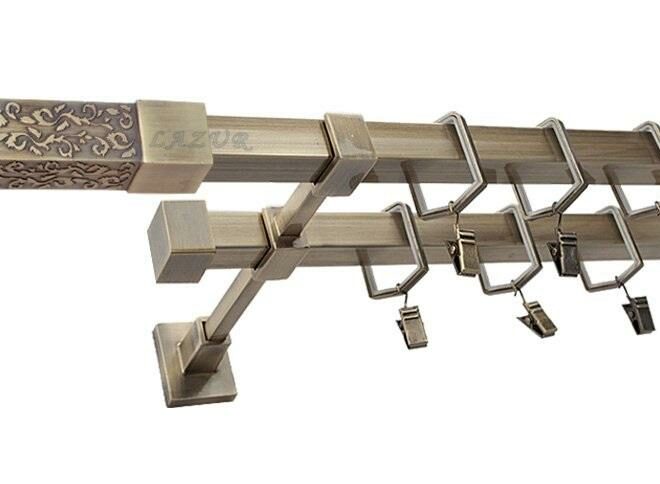 Karnisz URAN Stare Złoto, Podwójny 20 + 20 mm KWADRO - 340 cm