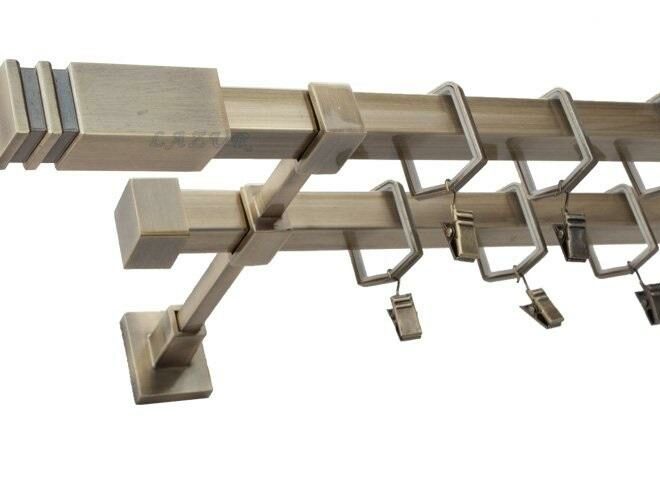 Karnisz JOWISZ Stare Złoto, Podwójny 20 + 20 mm KWADRO - 260 cm