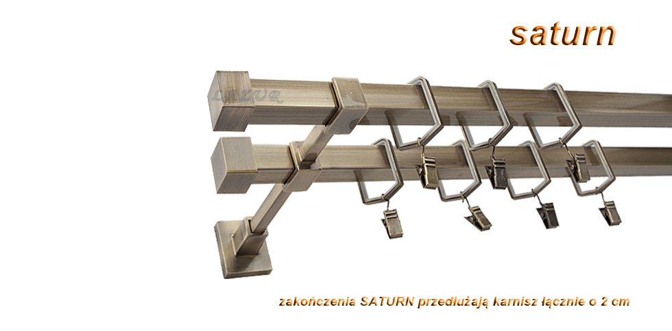 Karnisz SATURN Stare Złoto, Podwójny 20 + 20 mm KWADRO - 360 cm - obrazek 3