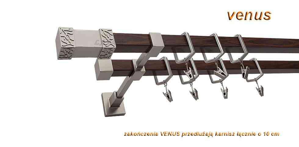 Karnisz VENUS Satyna + Orzech, Podwójny 20 + 20 mm KWADRO - 160 cm - obrazek 3