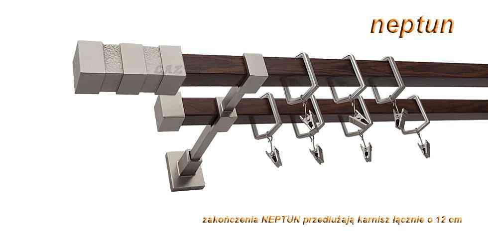 Karnisz NEPTUN Satyna + Orzech, Podwójny 20 + 20 mm KWADRO - 240 cm - obrazek 3