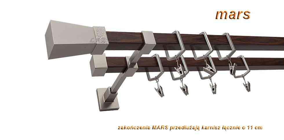 Karnisz MARS Satyna + Orzech, Podwójny 20 + 20 mm KWADRO - 180 cm - obrazek 3
