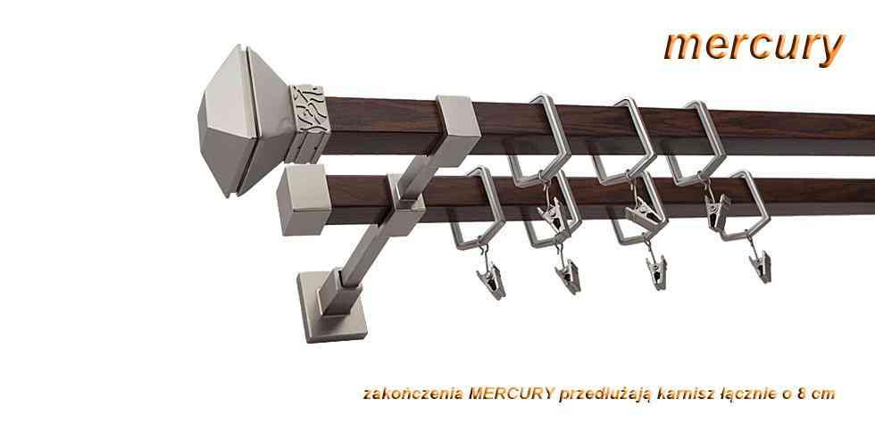Karnisz MERCURY Satyna + Orzech, Podwójny 20 + 20 mm KWADRO - 360 cm - obrazek 3