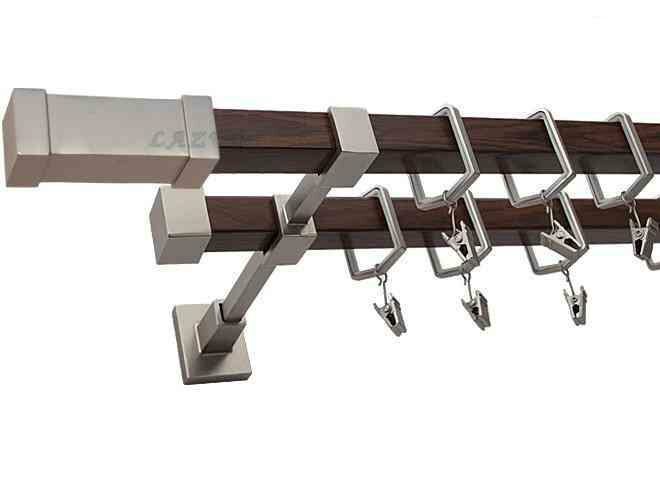 Karnisz KOMETA Satyna + Orzech, Podwójny 20 + 20 mm KWADRO - 480 cm