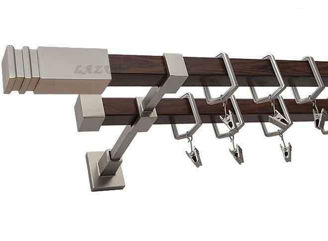 Karnisz JOWISZ Satyna + Orzech, Podwójny 20 + 20 mm KWADRO - 180 cm