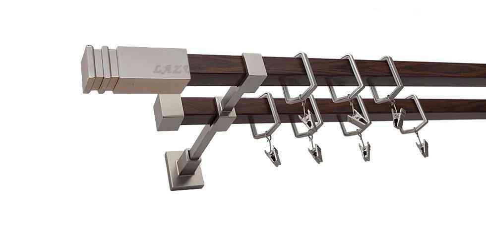 Karnisz JOWISZ Satyna + Orzech, Podwójny 20 + 20 mm KWADRO - 320 cm