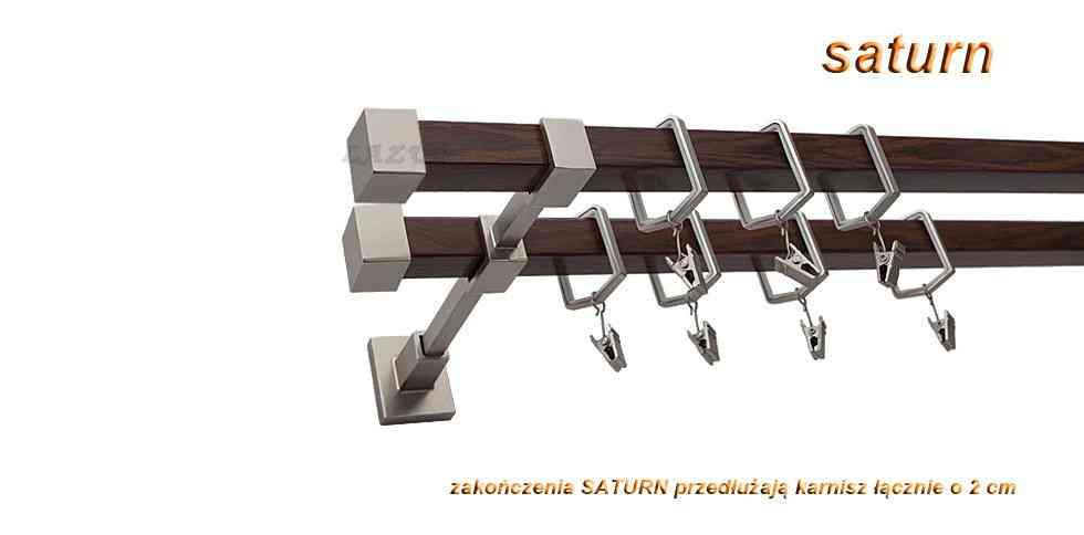 Karnisz SATURN Satyna + Orzech, Podwójny 20 + 20 mm KWADRO - 360 cm - obrazek 3