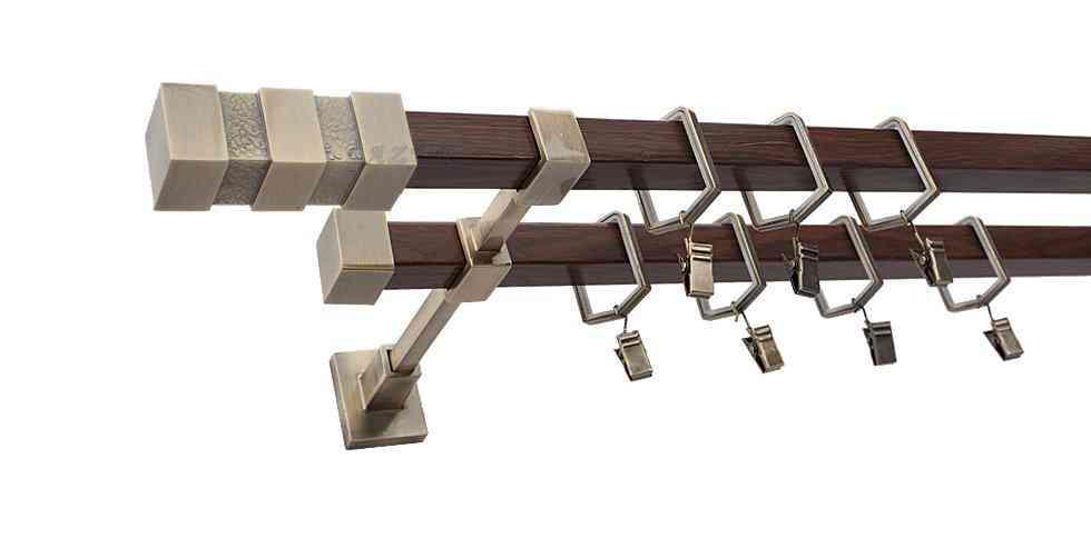 Karnisz NEPTUN Stare Złoto + Orzech, Podwójny 20 + 20 mm KWADRO - 440 cm