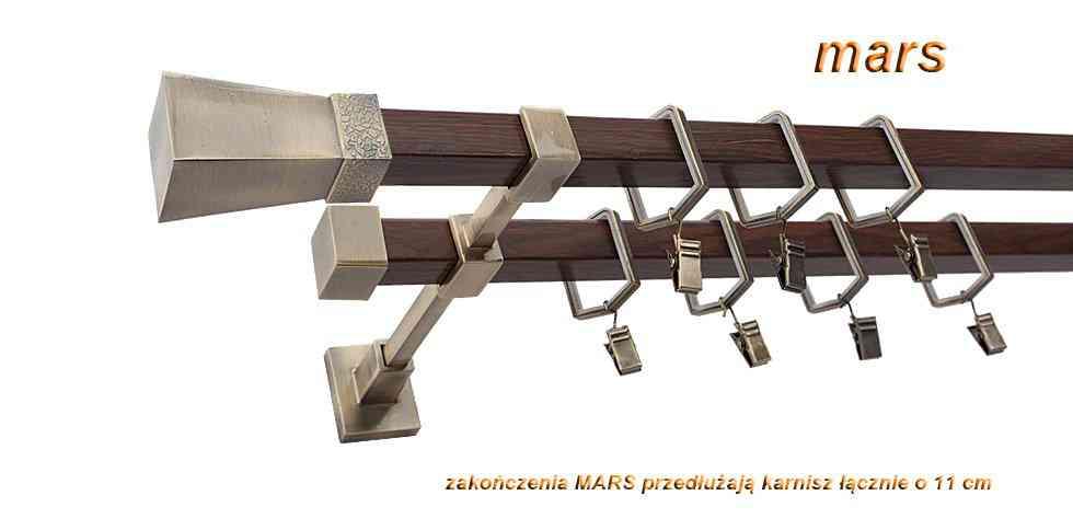 Karnisz MARS Stare Złoto + Orzech, Podwójny 20 + 20 mm KWADRO - 480 cm - obrazek 3