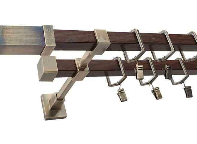 Karnisz KOMETA Stare Złoto + Orzech, Podwójny 20 + 20 mm KWADRO - 480 cm