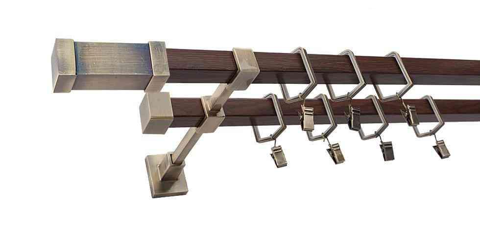 Karnisz KOMETA Stare Złoto + Orzech, Podwójny 20 + 20 mm KWADRO - 400 cm