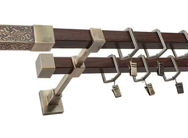 Karnisz URAN Stare Złoto + Orzech, Podwójny 20 + 20 mm KWADRO - 480 cm