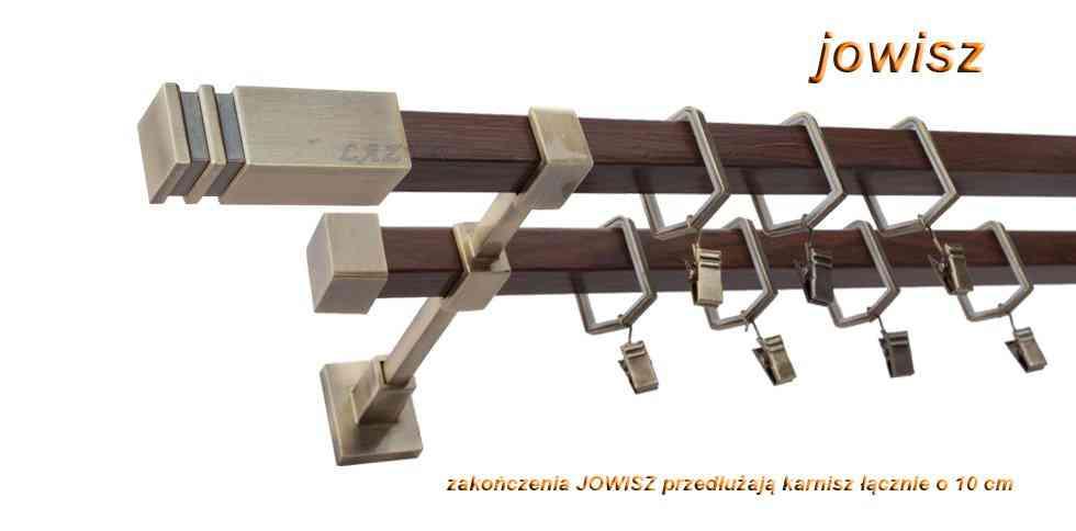 Karnisz JOWISZ Stare Złoto + Orzech, Podwójny 20 + 20 mm KWADRO - 300 cm - obrazek 3