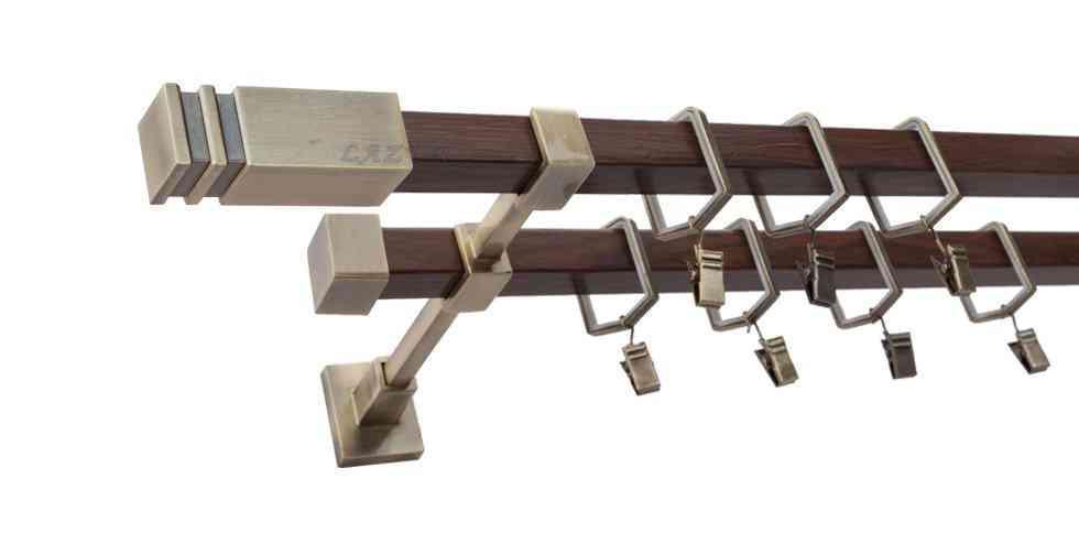 Karnisz JOWISZ Stare Złoto + Orzech, Podwójny 20 + 20 mm KWADRO - 300 cm