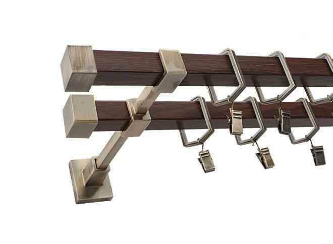 Karnisz SATURN Stare Złoto + Orzech, Podwójny 20 + 20 mm KWADRO - 480 cm