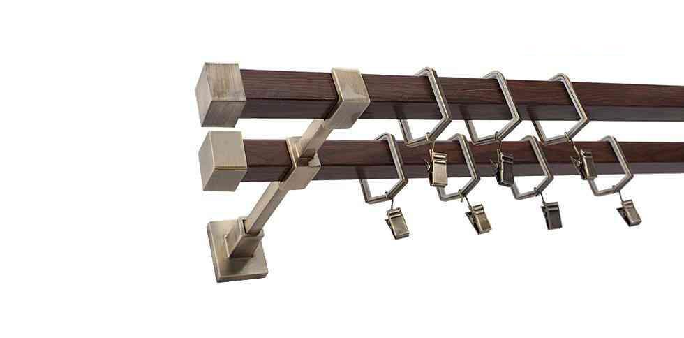 Karnisz SATURN Stare Złoto + Orzech, Podwójny 20 + 20 mm KWADRO - 360 cm