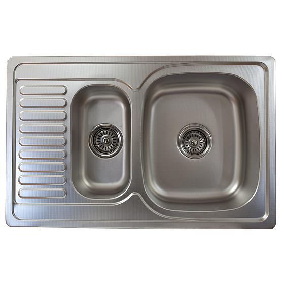 Zlewozmywak metalowy UNIVERSO wpuszczany w blat struktura LEN - Zlew UNIVERSO