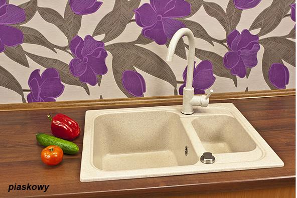 Zlewozmywak granitowy POSEJDON wpuszczany w blat kolor piaskowy - Zlew POSEJDON - obrazek 5