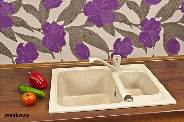 Zlewozmywak granitowy POSEJDON wpuszczany w blat kolor piaskowy - Zlew POSEJDON - obrazek 7