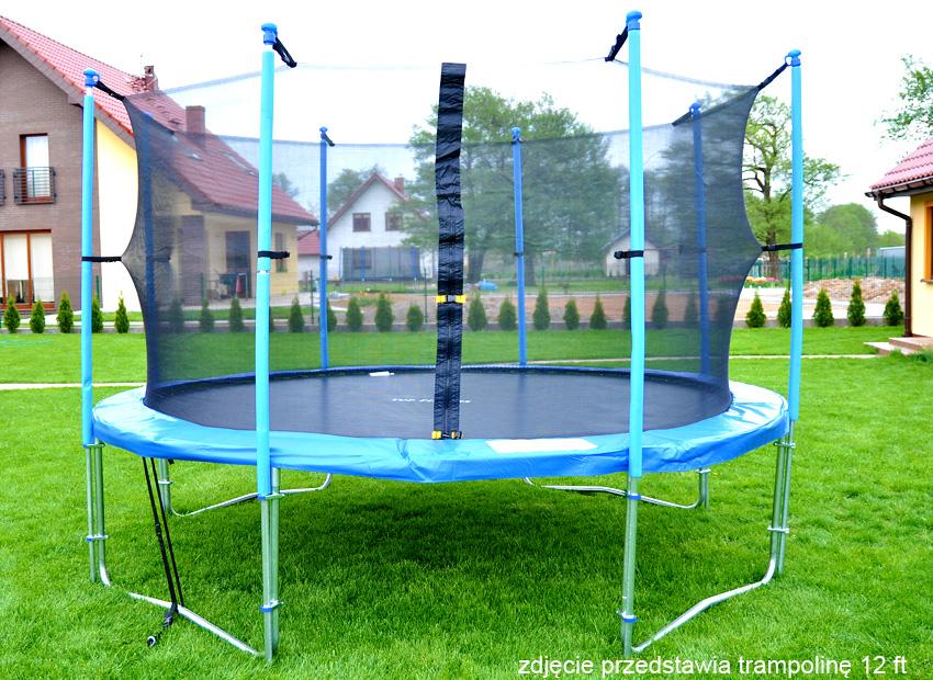 Trampolina ogrodowa marki TOP FITNESS z siatką wewnętrzną o średnicy 252 cm 8 FT - Trampolina o średnicy 252 cm
