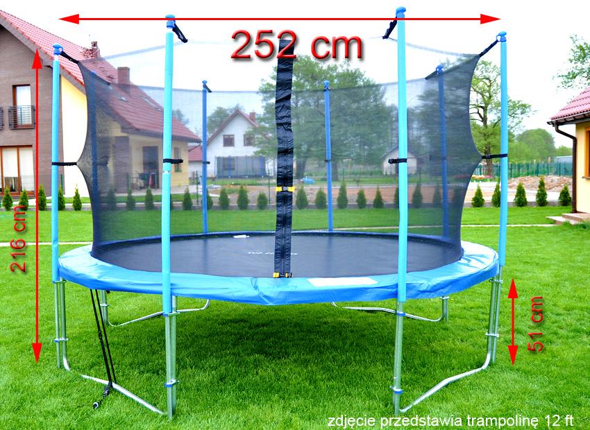 Trampolina ogrodowa marki TOP FITNESS z siatką wewnętrzną o średnicy 252 cm 8 FT - Trampolina o średnicy 252 cm - obrazek 7