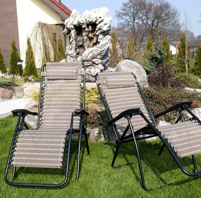 Luksusowy Leżak Rozkładany Relaksacyjno - Wypoczynkowy BRĄZOWA KRATKA - Leżak DeLux BRĄZOWA KRATKA