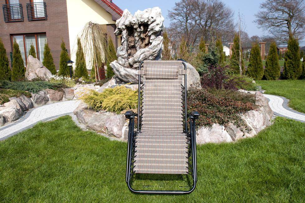 Luksusowy Leżak Rozkładany Relaksacyjno - Wypoczynkowy BRĄZOWA KRATKA - Leżak DeLux BRĄZOWA KRATKA - obrazek 2