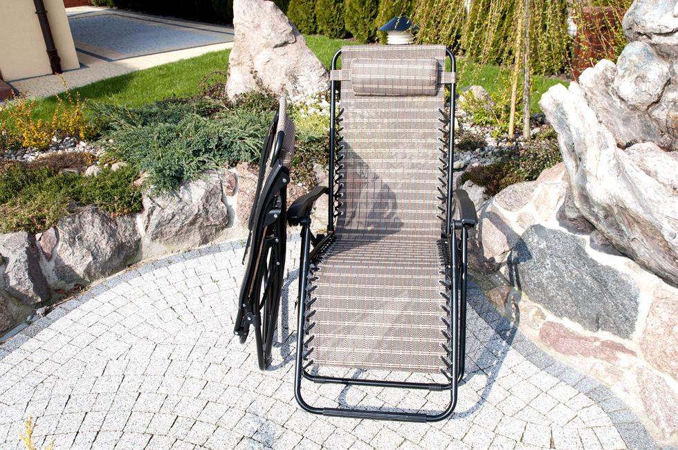 Luksusowy Leżak Rozkładany Relaksacyjno - Wypoczynkowy BRĄZOWA KRATKA - Leżak DeLux BRĄZOWA KRATKA - obrazek 4