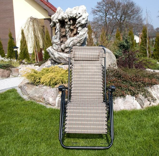 Alternative view of Luksusowy Leżak Rozkładany Relaksacyjno - Wypoczynkowy BRĄZOWA KRATKA  - Leżak DeLux BRĄZOWA KRATKA