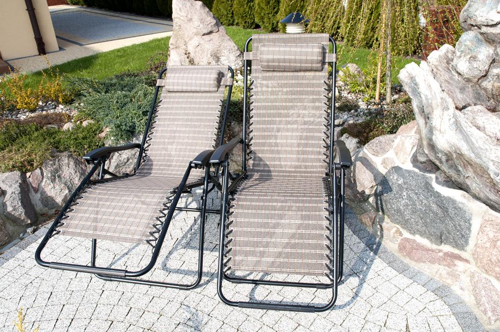 Luksusowy Leżak Rozkładany Relaksacyjno - Wypoczynkowy BRĄZOWA KRATKA - Leżak DeLux BRĄZOWA KRATKA