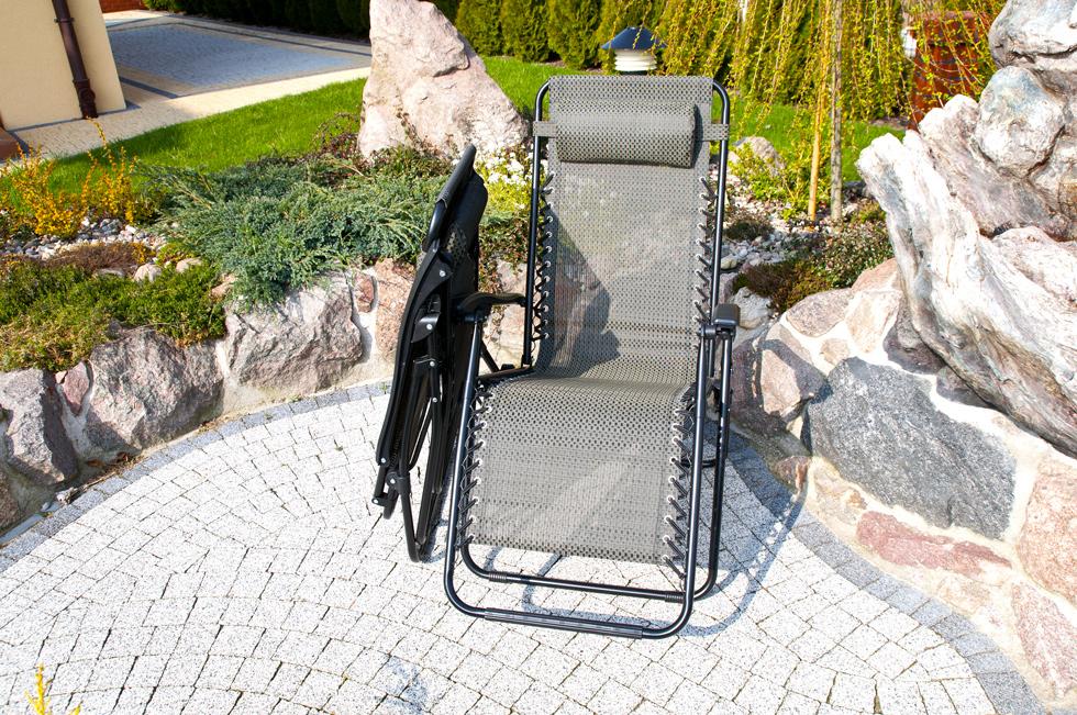 Luksusowy Leżak Rozkładany Relaksacyjno - Wypoczynkowy SZARY - Leżak DeLux SZARY - obrazek 4