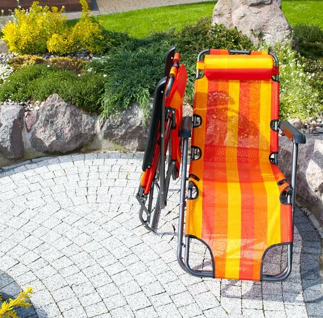 Alternative view of Leżak Rozkładany Relaksacyjno - Wypoczynkowy ECO POMARAŃCZOWE PASY - Eco Pomarańczowe Pasy