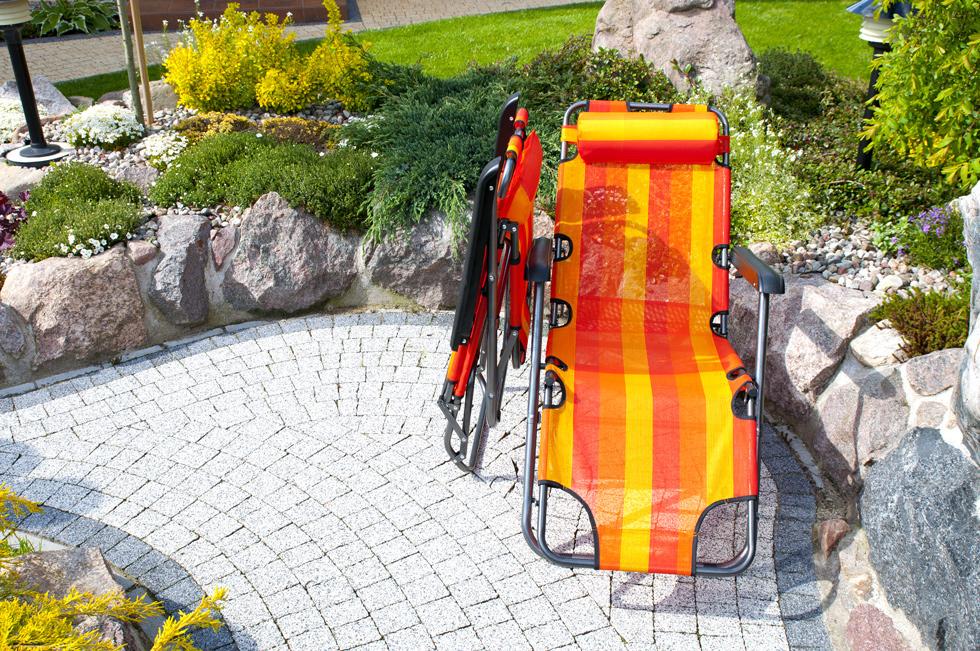 Leżak Rozkładany Relaksacyjno - Wypoczynkowy ECO POMARAŃCZOWE PASY - Eco Pomarańczowe Pasy - obrazek 2