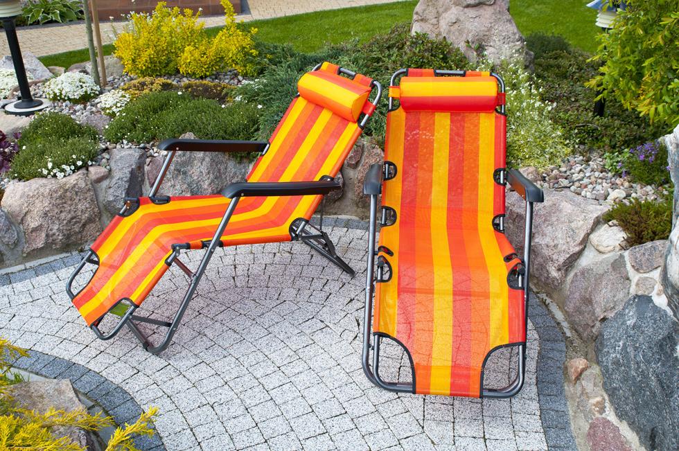 Leżak Rozkładany Relaksacyjno - Wypoczynkowy ECO POMARAŃCZOWE PASY - Eco Pomarańczowe Pasy - obrazek 4