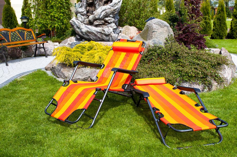 Leżak Rozkładany Relaksacyjno - Wypoczynkowy ECO POMARAŃCZOWE PASY - Eco Pomarańczowe Pasy - obrazek 6