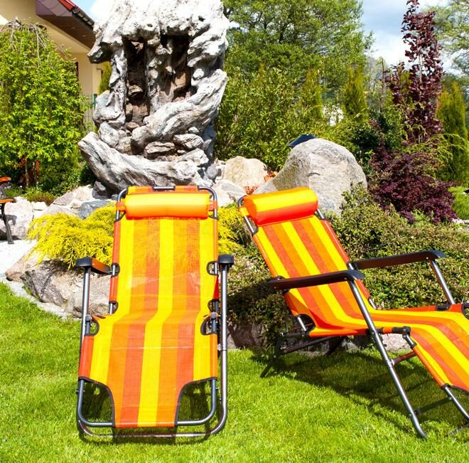 Leżak Rozkładany Relaksacyjno - Wypoczynkowy ECO POMARAŃCZOWE PASY - Eco Pomarańczowe Pasy