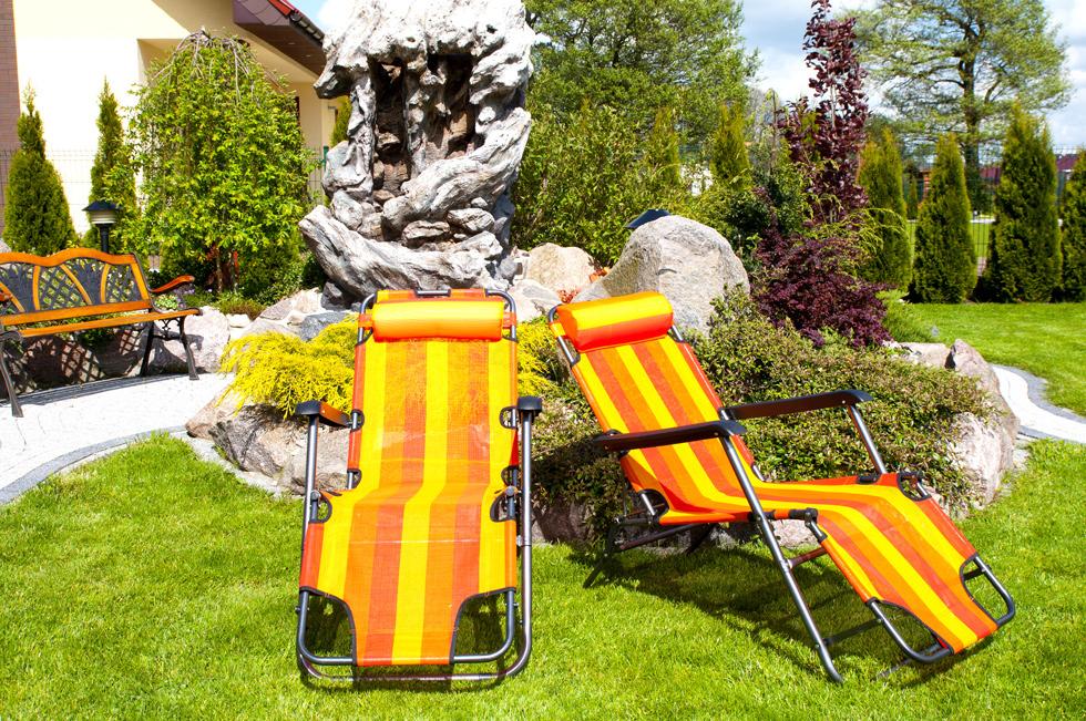 Leżak Rozkładany Relaksacyjno - Wypoczynkowy ECO POMARAŃCZOWE PASY - Eco Pomarańczowe Pasy