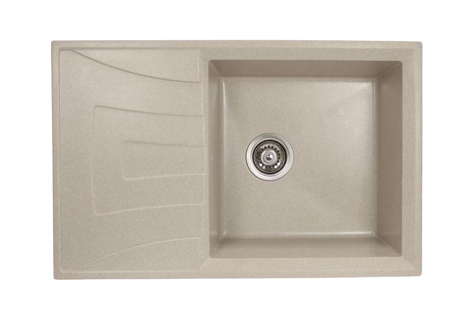 Zlewozmywak granitowy APOLLO wpuszczany w blat kolor piaskowy - Zlew APOLLO