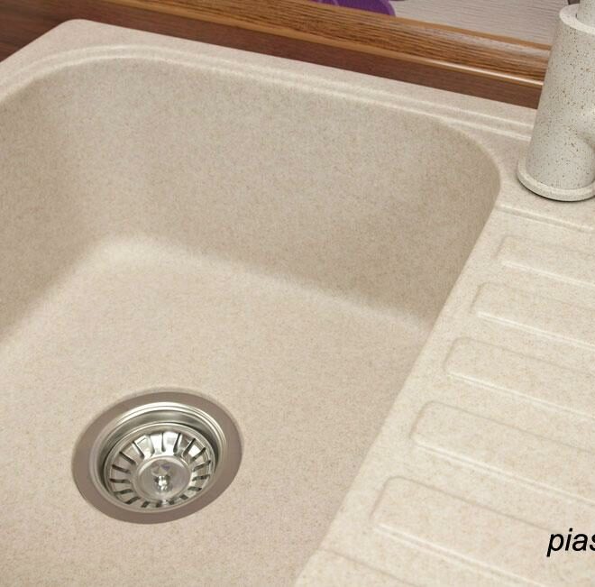 Alternative view of Zlewozmywak granitowy APOLLO wpuszczany w blat kolor piaskowy - Zlew APOLLO