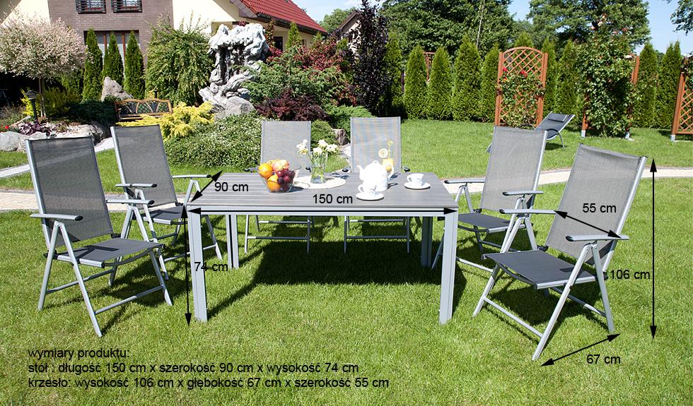 MEBLE OGRODOWE aluminiowe ZESTAW OGRODOWY modena srebrno czarny - zestaw MODENA - obrazek 10