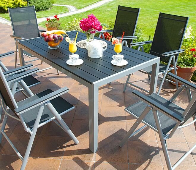 MEBLE OGRODOWE aluminiowe ZESTAW OGRODOWY modena srebrno czarny - zestaw MODENA