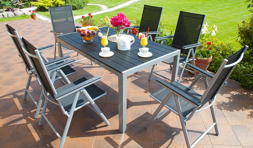 MEBLE OGRODOWE aluminiowe ZESTAW OGRODOWY modena srebrno czarny - zestaw MODENA