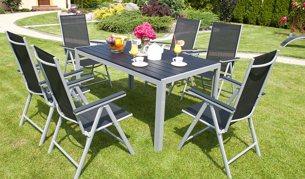 MEBLE OGRODOWE aluminiowe ZESTAW OGRODOWY modena srebrno czarny - zestaw MODENA - obrazek 8