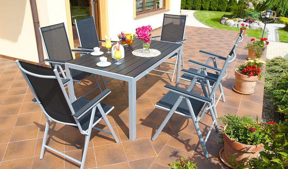 MEBLE OGRODOWE aluminiowe ZESTAW OGRODOWY modena srebrno czarny - zestaw MODENA - obrazek 5